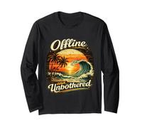 Offline and Unbothered Funny Retro Tropical Beach Long Sleeve T-Shirt