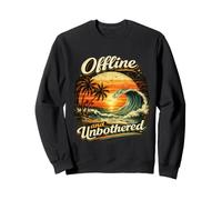 Offline and Unbothered Funny Retro Tropical Beach Sweatshirt