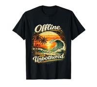 Offline and Unbothered Funny Retro Tropical Beach T-Shirt