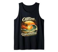 Offline and Unbothered Funny Retro Tropical Beach Tank Top