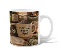 Offline Ceramic Coffee Mug, Casual Modern Mom Time None Beige Novelty Hot Chocolate Mug with Handle Ideal for Friendship Family Colleague Staff Sweetheart Teachers 11 Oz