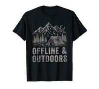 Offline & Outdoors Camping Tent Mountains Nature Vintage Graphic T-Shirt