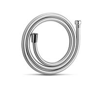 OFFO Shower Hose 1.2m PVC Universal Smooth Pipe with High Pressure Washer for Bath Taps Replacement, Silver