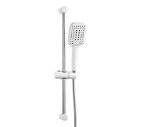 OFFO Shower Riser Kit, Shower Slide Bar with 3 Modes Square Shower Head, 1.6m Stainless Steel Hose,Adjustable 60cm Riser Rail and Handheld Showerhead,White