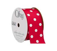 Offray Polka Dot Grosgrain Ribbon 1-1/2-inch x 9'-Red, Other, Multicoloured
