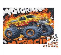 Offroad Truck-flame Design Style Puzzle for Adults & Age 14 Up: Monster Truck on Fire Fun Present & Activity for Home Gift 38x26cm/1000pcs