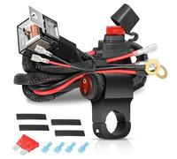 OFFROADTOWN 2 Lead LED Light Bar Wiring Harness Kit w/Motorcycle Handlebar Switch 12V 40A Relay Fuse Nylon Wire Harness for ATV Dirt Bike Scooters Motorcycle Lights