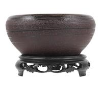 OFFSCH 1 Set Ceramic Water Lily Planter Pot with Wood Tray Hydroponic Flowerpot Daffodil Planting Bowl for Indoor Outdoor Decoration