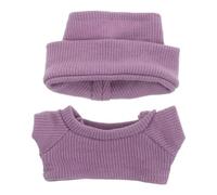 OFFSCH 1 Set Clothes Set For 10cm Dolls - Mini Doll Cuffed Beanie With Knit Top Outfit - Handmade Cute Stuffed Toy Dress Up Clothing For Festival Party Birthday