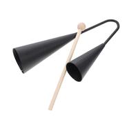 OFFSCH 1 Set Double Trumpet Agogo Bell Instrument with Wooden Stick Two Tone Percussion for Durable Design for Music Development and Hand Eye Coordination for School and Home Use