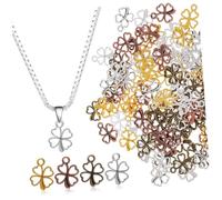 OFFSCH 100 Pcs Four Leaf Charms Alloy Pendant Lucky Luck Dangle Charms for Jewelry Making Keychain Accessories in Vintage Silver Bronze Gold Copper Colors