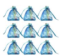 OFFSCH 100 Pcs Grain Pattern Yarn Drawstring Bags, Half Candy and Biscuit Bags See-through Design for Party and Retail Display, 7x9cm