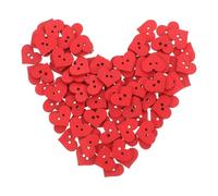 OFFSCH 100 Pieces Red Wooden Heart Shaped Buttons for Craft, DIY Heart Shaped Buttons Smooth Surface and Easy to Sew, for Back to School Decorations and Crafting Projects