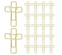 OFFSCH 100pcs Heart Cross Paper Clips, Jesus Bible Stuff Bookmark Journaling Memo Planner Fasteners - Bible Study Supplies, Christian Golden