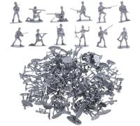 OFFSCH 100pcs Miniature Plastic Soldiers Figures Silver Military Model Set for Sand Table Decor and Action Play, Suitable for Boys’ Army Scenes and Collectible Figurines
