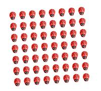 OFFSCH 100pcs Miniature Wooden Ladybird Decorations for Micro Landscape Craft Lifelike Fake Ladybugs with Bright Colors Tiny Ornaments for Garden Dollhouse Photography Props