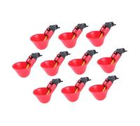 OFFSCH 10pcs Automatic Drinking Water Bowls for Quail Pigeons and Chickens Durable Poultry Drinker with Screws Red for Easy Farm Use