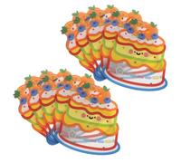 OFFSCH 10Pcs Birthday Candy Bags with Handles, Plastic Resealable Treat Pouches with Warm Orange Cake Pattern, Party Favor Goodie Tote Bags for Kindergarten Birthday Parties and Snack