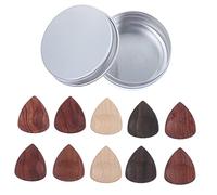 OFFSCH 10pcs Exotic Wooden Guitar Picks Plectrums Finger Groove Safe for Acoustic Electric Guitars