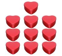 OFFSCH 10pcs Heart Shaped Candy Boxes Red Iron Material Solid Color Wrapping Container with Smooth Surface Comfortable Hand Feel for Valentine's Day and Birthday Parties