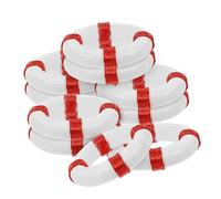 OFFSCH 10PCS Mini Mediterranean Style Red Wooden Swimming Life Ring Figurines DIY Craft for Water Play and Pool Decor Creative Patience Building Miniature for Adults