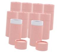 OFFSCH 10pcs Paperboard Lip Balm Tubes with Lid Round Kraft Cardboard Packaging Boxes for Essential Oils and Cosmetics Pink Cylindrical Storage Containers for Freshness Preservation and