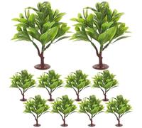 OFFSCH 10pcs Realistic Fake Trees Model Large Leaf Micro Plants for Diorama Scenery, Miniature Craft Trees Decor for Model Train and Photography Props