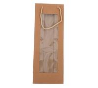 OFFSCH 10pcs Thick Paper Wine Bottle Tote Bags with Reinforced Handles for Single Bottle Carrying Reusable Wine Gift Bags for Weddings Parties and Corporate Events