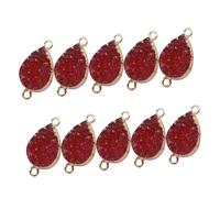 OFFSCH 10pcs Water Drop Pendant Double Crystals Hook Number Adults Charms for Necklace Making Druzy Stones for Jewelry Making Water Drop Shape Pendant Red
