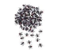 OFFSCH 120pcs Black Fake Fly Realistic Artificial Insect Prank Bugs for Halloween April Fools Day Party Supplies Reusable Decoration for Family Gatherings and Festivities