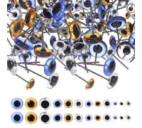 OFFSCH 120pcs Tiny Glass Eyes for Crafts with Iron Back, Round Shape and Easy Application, Brightness for Doll Making, Needle Felting, and Sewing Crafts