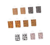 OFFSCH 12Pcs Animal Print Kraft Paper Gift Bags Portable Party Treat Pouches with Leopard Zebra Giraffe Cow Patterns Holiday Wrapping Bags for Candy Gifts Baking Jewelry