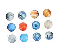 OFFSCH 12pcs Glass Refrigerator Magnet Sticker Set, Gemstone Planet round Fridge Magnets for Kitchen and Freezer Decoration