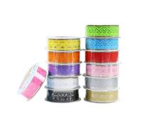 OFFSCH 12Pcs Hollow Lace Decorative Tape Scrapbooking Crafts Masking Ribbon for Wrapping and Diary Embellishment Includes Gold Silver Pink Purple Blue Rose Green Yellow White Black Orange