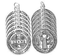 OFFSCH 12Pcs Italian Metal Saint Pendant Charms Lightweight Alloy Religious Keychain Decorations for Bracelet Making Random Style Assorted Catholic Jewelry DIY Accessories