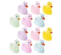 OFFSCH 12Pcs Luminous Miniature Resin Swan Figurines, Colorful Glow Tiny Animal Decor Set for Dollhouse Accessories and Micro Landscape Home Decoration
