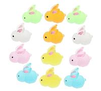 OFFSCH 12pcs Luminous Rabbit Figurines Cartoon Resin Bunny Decorations for Desktop and Micro Landscape Decor Vivid Bunny Miniature Statues for Home and Garden Decoration