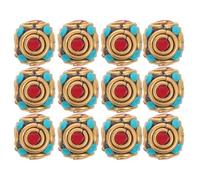OFFSCH 12PCS Tibetan Buddhist Spacer Beads - Brass Ethnic Buddha Beads Large Hole Craft for DIY Bracelet and Necklace Jewelry Keychain Making