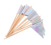 OFFSCH 12pcs Triangle Cake Topper Flags Colorful Silver Toothpick Flag Picks for Cakes Fruit Platters Sandwiches and Appetizers Sturdy Decorative Picks for Birthday Wedding Party