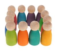 OFFSCH 12PCS Wooden Peg Dolls: Rainbow Sorting and Stacking Toys - Fine Motor Skill Educational Preschool Building Blocks - Pretend Play Tiny People Figures
