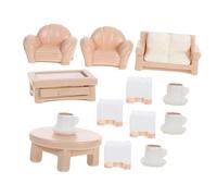 OFFSCH 13pcs Dollhouse Furniture Set Miniature Sofa Chairs and Tables for Bedroom Living Room Decor Realistic Tiny House Accessories for Dolls House Scale Micro Landscape Display