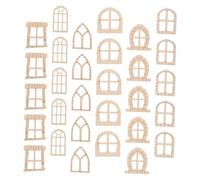 OFFSCH 150pcs Unpainted Wooden Fairy Door Window for Garden Tree Decor DIY Miniature Accessories Natural Wood Texture Craft Kit for Dollhouse Micro Landscape Projects
