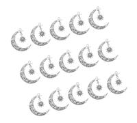 OFFSCH 15Pcs Antique Alloy Moon and Sun Charms for Bracelets and DIY Necklace Making Vintage Pendant Jewelry Accessories for Creative Crafting and Gift Design