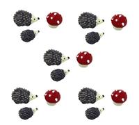 OFFSCH 15Pcs Resin Mini Succulent Hedgehog Ornament Set, Garden and Indoor Eco Bottle Landscape Decoration, Hedgehog Figurines for Fairy Garden and Home Décor