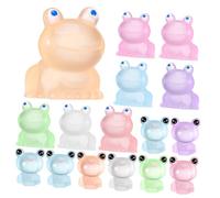 OFFSCH 16 Pcs Glow Dark Mini Resin Frogs Small Luminous Frog Figurines for Home Desktop Decoration Space-saving Miniature Animal Ornaments for Garden and Craft