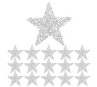 OFFSCH 16pcs Star Iron On Patches - Silver Rhinestone Star Applique for Clothes Jeans Embellishments - DIY Sparkling Decorative Iron On Patch 2.4 Inch