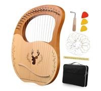 OFFSCH 19-string Wooden Lyre Harp Set with 5 Accessories, Black Storage Bag Included, Portable Metal Strings Lyre Harp for Beginners and Music Practice