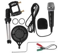 OFFSCH 1set Recording Microphone with Tripod for Live Broadcasting and Online Classes Black Material Noise Reduction Design for Karaoke and Instrument Recording