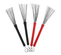 OFFSCH 2 Pairs Heavy Duty Retractable Jazz Drum Brushes with Telescopic Handles Metal Wire Brush Sticks for Acoustic Percussion Instrument Accessories Practice and Performance