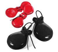 OFFSCH 2 Pairs Wooden Finger Castanets Loud Crisp Sound Handheld Percussion Instruments for Music Education and Rhythm Practice Premium Wood Black and Red